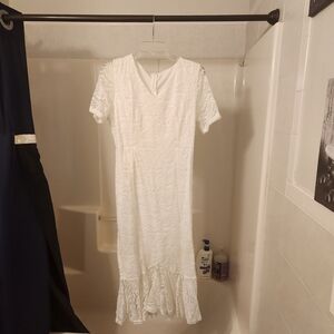 SHEIN White Lace Midi Dress